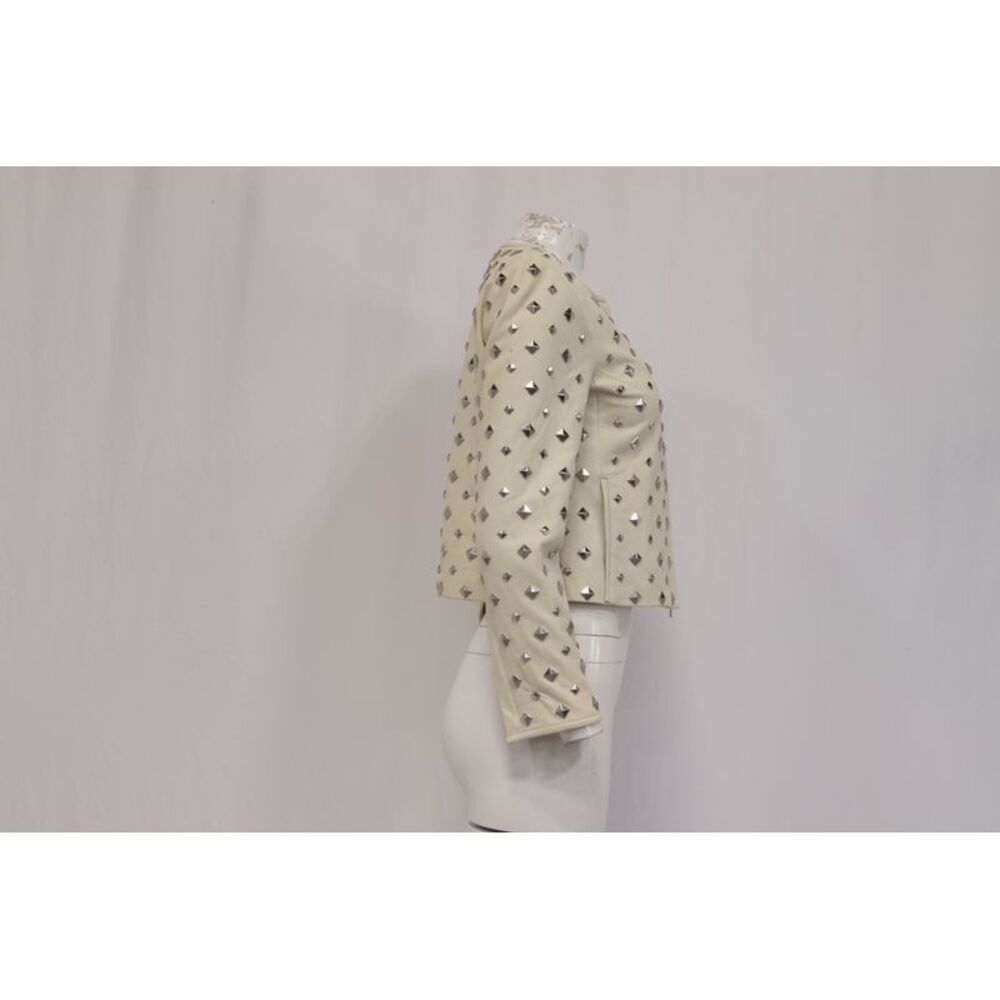 Diane Von Furstenberg Studded Jacket in White Leather - Picture 11 of 12
